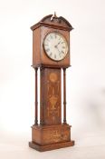 A 19th century rosewood marquetry inlaid minature longcase clock. The brass movement set within