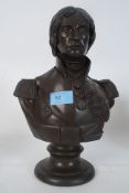 A metal cast bust of Nelson standing 30cm tall by Heritage sculptures.