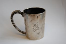 Early 20th century continental silver christening cup stamped 800 to base Weight 77gms.