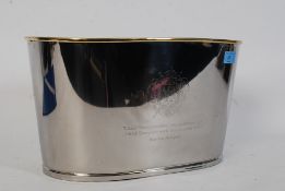 A large vintage style silver plate champagne / wine ice bucket, with engraved Napoleon quotation