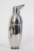 Silver plated cocktail shaker of penguin form.