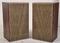 A pair of 1950`s mahogany lacquer finished HJ Leak & Son Sandwich speakers.  Rectangular in shape