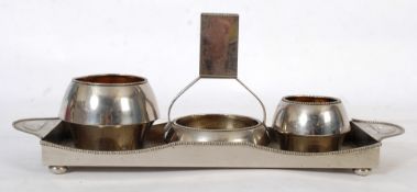 A mid 20th century silver plate smokers companion service of Czech original. The tray being