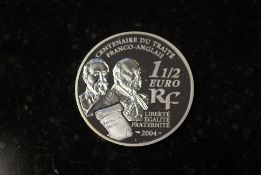 Entente cordiale 1904 - 2004 one and half euro silver proof coin