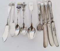 Assorted silver spoons, cutlery etc - some being silver handled.