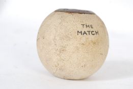 A very unusual early 20th century Doulton Lambeth stoneware baseball entitled ' The Match ' having