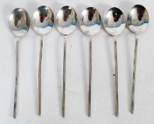 A set of 6 hallmarked silver teaspoons with line chased detail to handles.