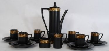 Portmeirion Pottery ``Greek Key`` pattern coffee set, comprising a cylindrical coffee pot, milk,