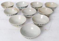 A collection of 10 Tek Sing Chinese oriental cargo wreck bowls, each with hand painted stylised