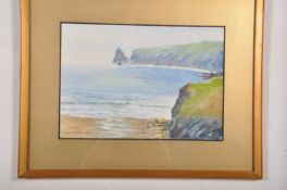 A framed and glazed watercolour painting of a coastal scene signed base left A Augusta Talboys S.R.