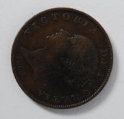 Great Britain - Victoria, Penny - 1854, young head, Britannia seated on reverse, plain trident(1