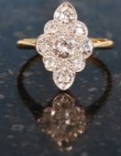 18ct yellow gold and platinum ring set with old cut diamonds 1.2 cts size N