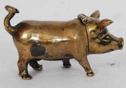 A 20th century brass vesta in the form of a pig