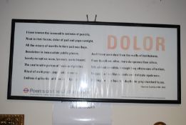 An original 20th century London underground poster. Entitled  Framed Poems of the Underground by `