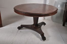 A 19th century Georgian mahogany tilt top breakfast table. Raised on trefoil base having inverse