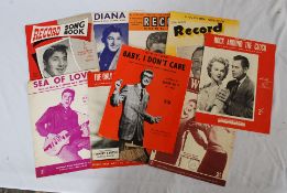 MEMORABILIA: A collection of 10 vintage sheet music / song books to include Billy Fury, Buddy Holly,