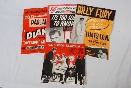 MEMORABILIA: Four original 1960's singles advertising posters. Largest 42cm x 29cm.