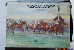 A collection of vintage toys and games to include Escalado with lead horses, draughts, boxed games