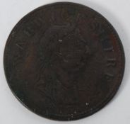 Coins. GB. Warwickshire One Penny Token. Dated 1813, George III laureate bust, Brittania facing left