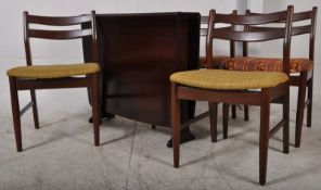 A set of 4 Danish style dining chairs together with a matching drop leaf dining table. Table H76cm x