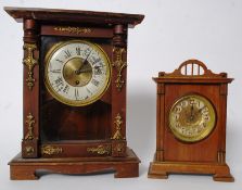 Two vintage mantel clocks with brass movements