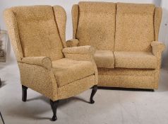 A good quality contemporary wing back chesterfield style 2 seat settee and armchair by Sheraton