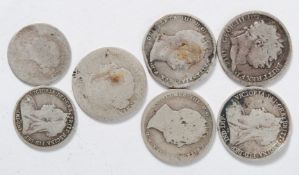 Coins GB. Assorted George III sixpence 1816, George IIII sixpences x 2 maundy 1834 & rubbed date.