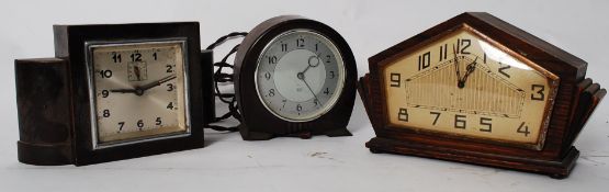 A Collection of 1930's Art Deco clocks to include bakelite examples and a good oak cased art deco