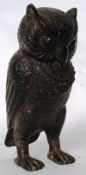 A 20th century cold cast bronze statue of an owl