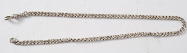 A 20th century silver albert pocket watch chain and bar. Unmarked but tested as silver