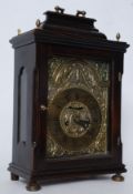18th century large continental fruitwood cased bracket clock with chain driven twin fusee verge