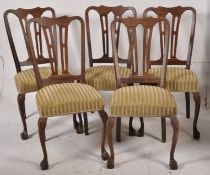 A set of 6 1950's Chippendale Georgian style dining chairs with pierced vase back splats and ball