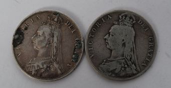 Great Britain - Victoria, 2 x  Half Crown - 1887 & 1889, Jubilee bust, crowned shield in garter on