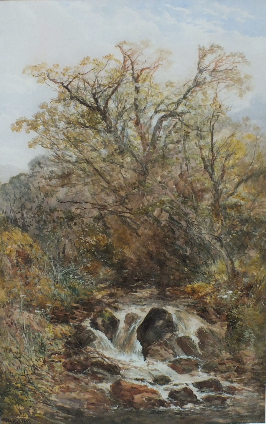 William Widgery (1822-1893) A WOODLAND STREAM Signed watercolour, 70 x 45cm.