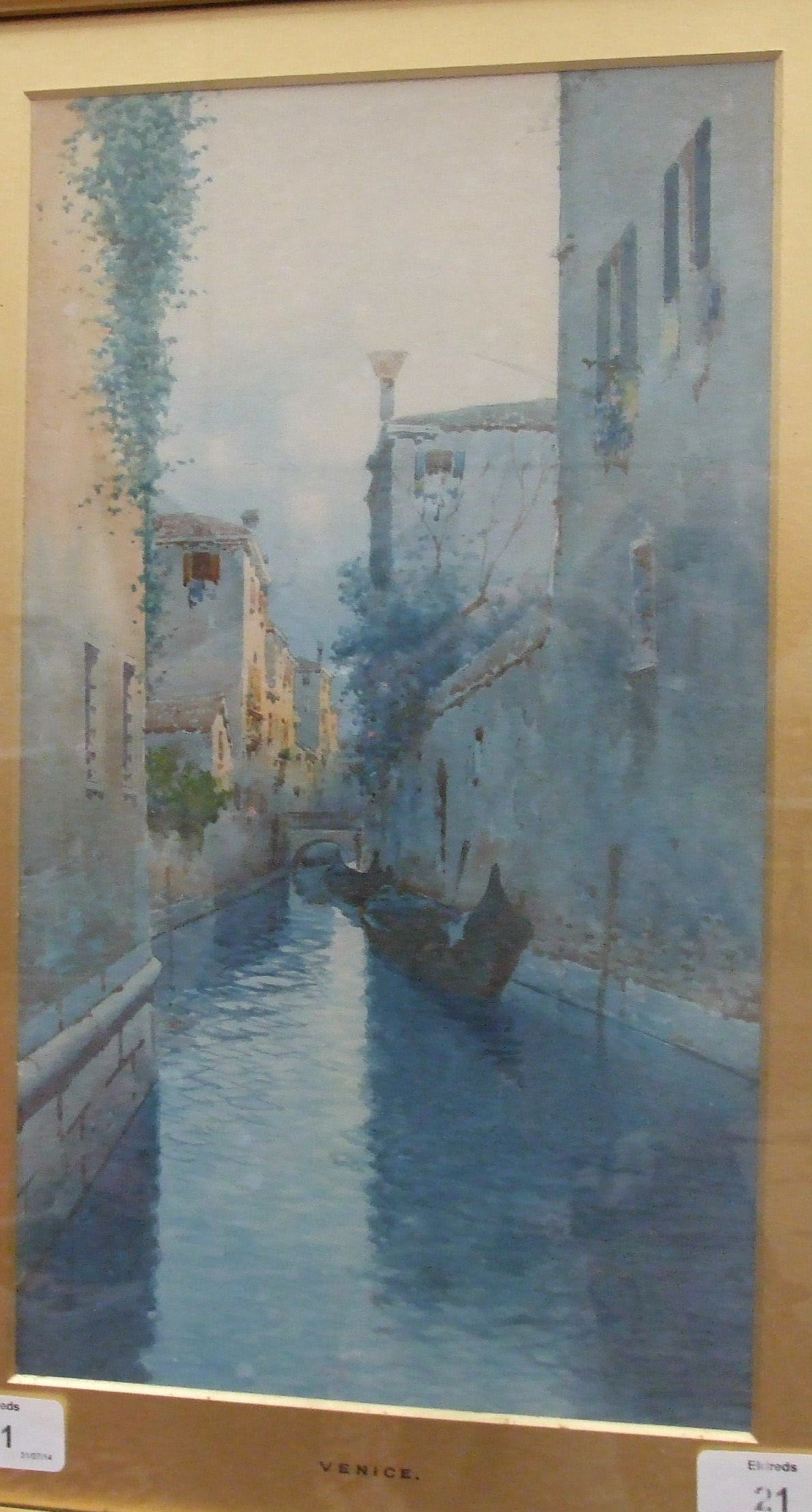 Late-19th/early-20th century VENICE Indistinctly signed watercolour, 36.5 x 20.5cm.