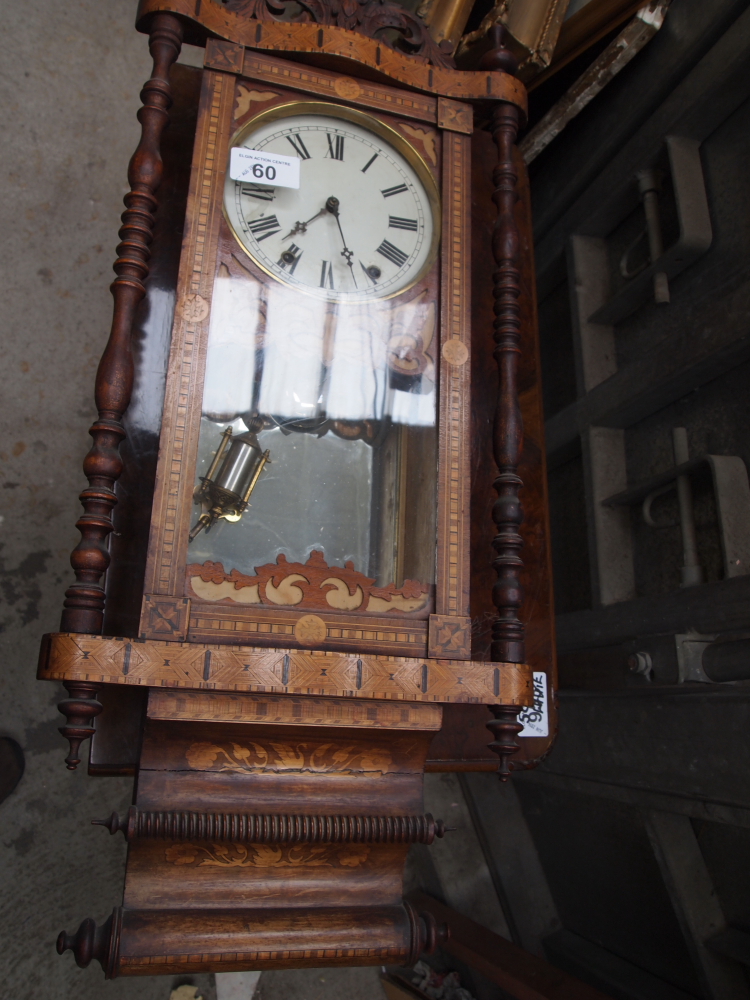 Sale Item:    INLAID WALL CLOCK   Vat Status:   No Vat   Buyers Premium:  This lot is subject to a