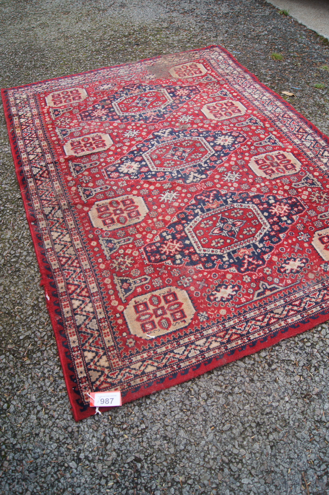 " Sale Item:    RED RUG 5`6" X 4`   Vat Status:   No Vat   Buyers Premium:  This lot is subject to a