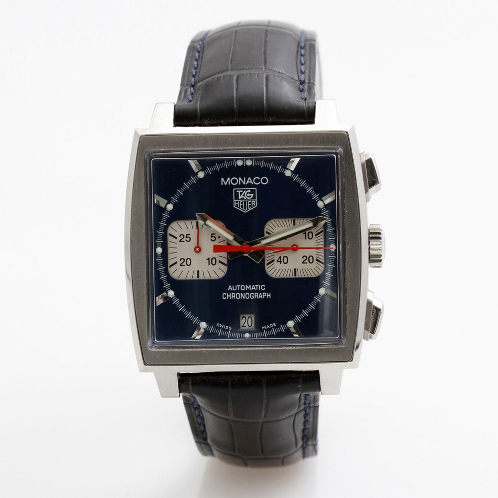 TAG HEUER Herrenuhr "Monaco", Chronograph. Edelstahl. Ref.: CW 2113-0. Automatic-Werk, Cal. ETA