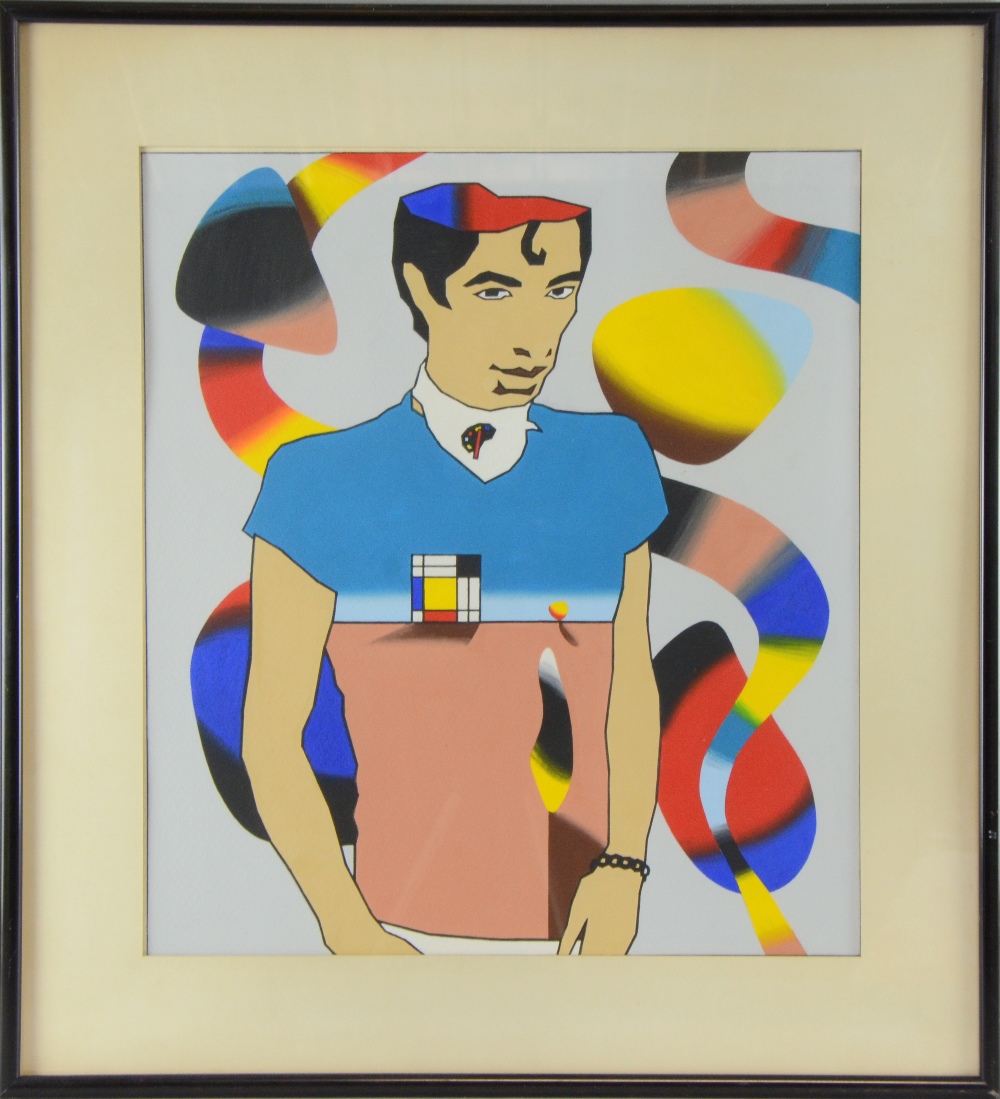 Duggie Fields 1945, Post Modernist, study for "Portrait of the smartest", signed on the back