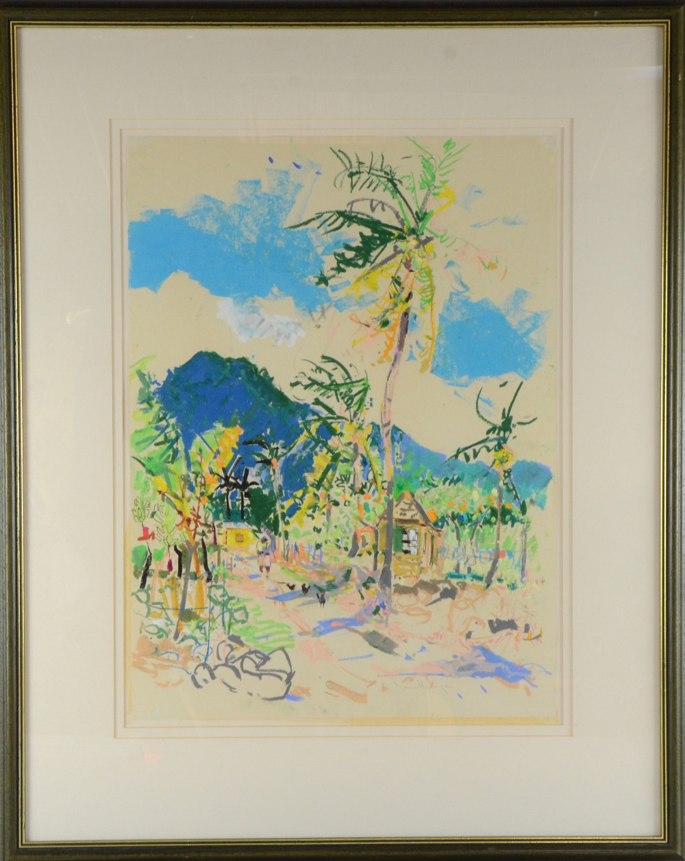 James Harrigan `On the Road to Gingerland` mixed media, signed in pencil, titled verso, framed 33" x - Image 2 of 2