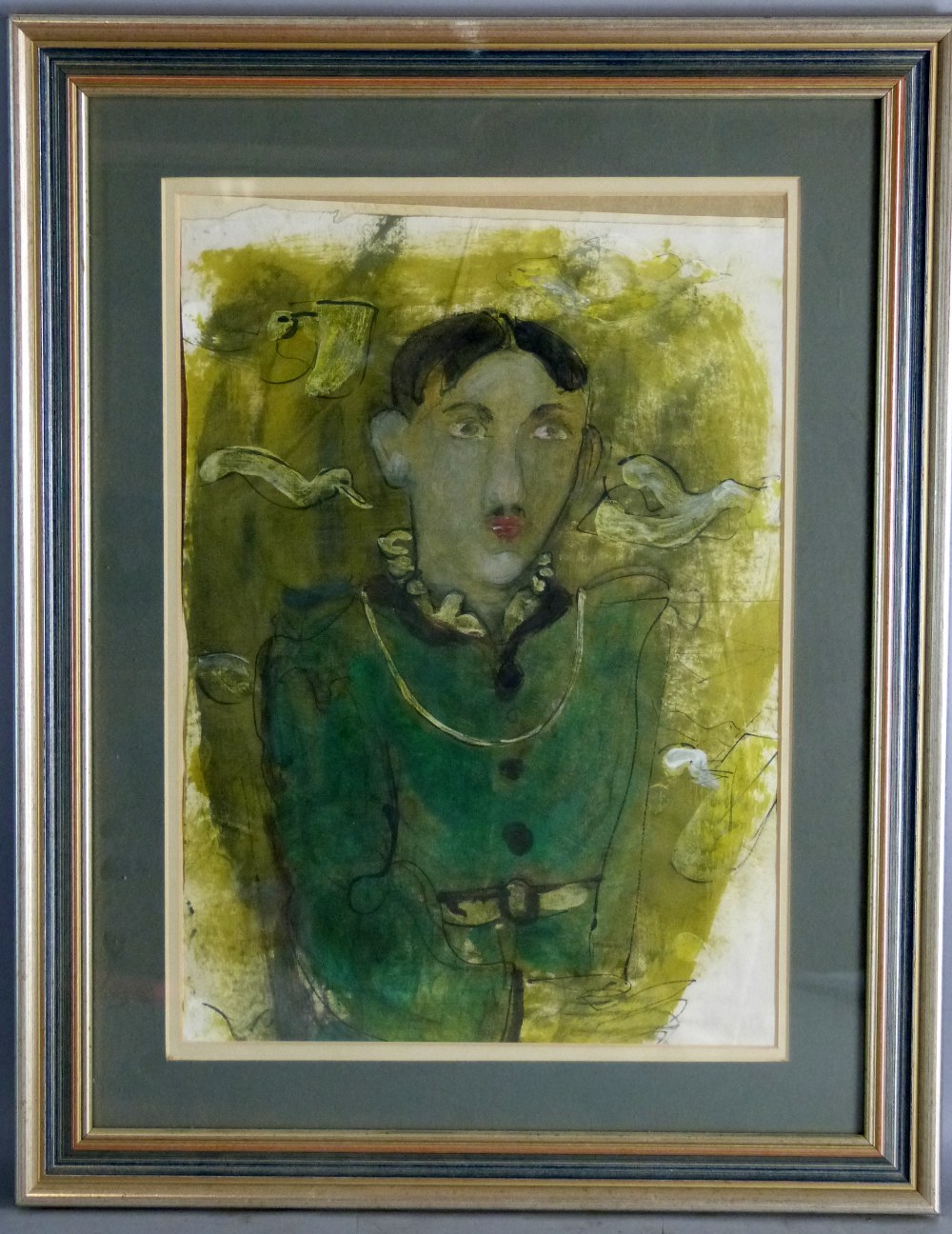 After George Grosz, portrait of a man wearing a green coat, early 20th century, watercolour on - Image 3 of 4