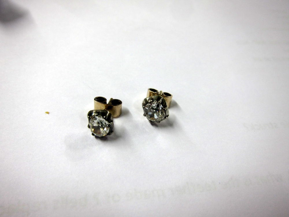 Diamond ear studs total diamond weight 1.4 carats in white gold, earring backs stamped 18ct, S.J - Image 2 of 7