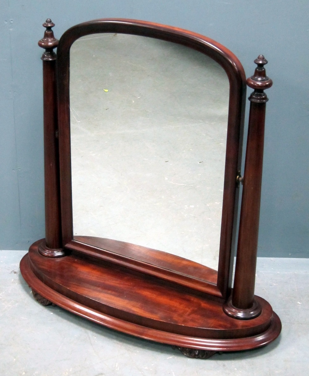 Mahogany bedroom mirror with shaped base