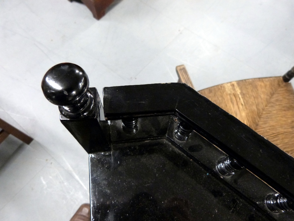 Ebonised corner cupboard in the manner of E. W. Godwin with gilt decorated panels depicting birds - Image 2 of 7