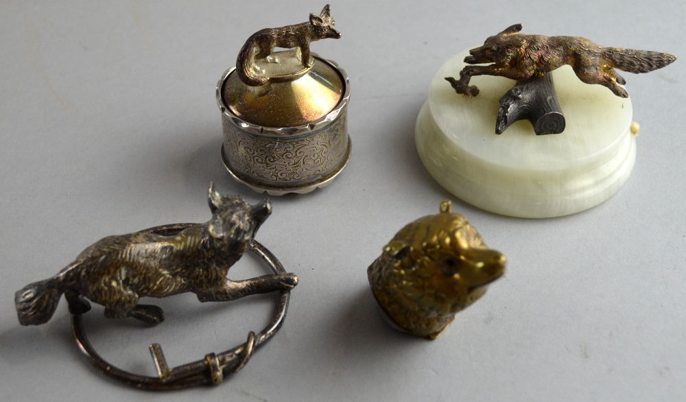 Novely brass vesta in the form of a fox head; silver plated paperweight in the form of a fox; - Image 2 of 2