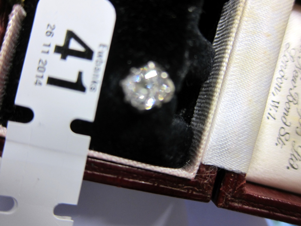 Diamond ear studs total diamond weight 1.4 carats in white gold, earring backs stamped 18ct, S.J - Image 6 of 7