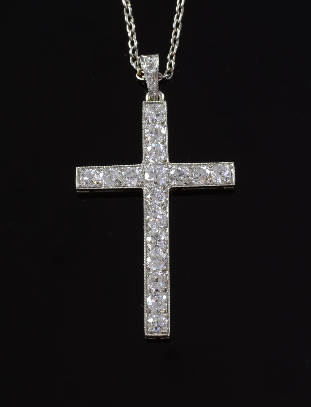 Diamond set pendant in the form of a cross Diamond weight estimated at 1.75 carats, tests as 22ct