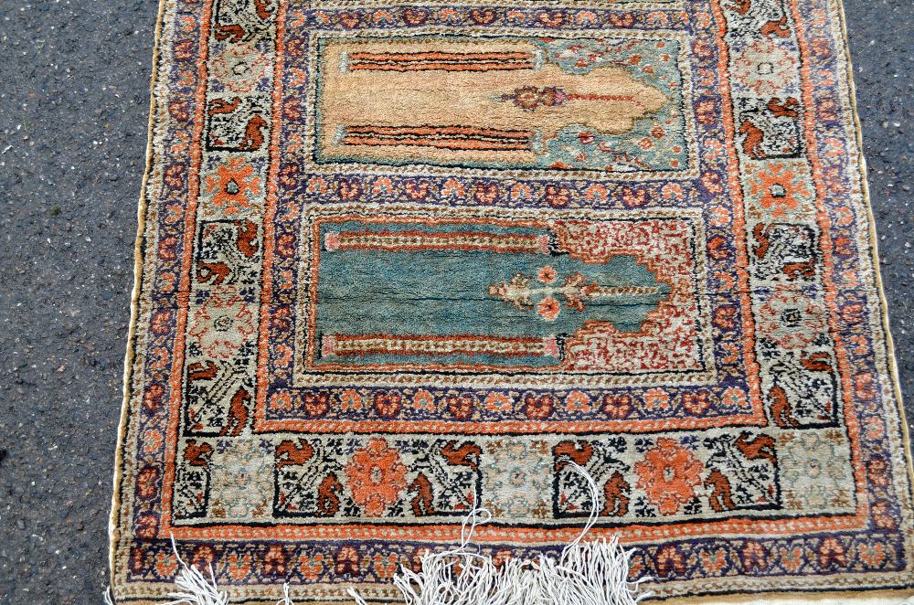 Persian Cream ground rug cream border centre with three medallions 62 x 36in. (157 x 91cm)Overall - Image 3 of 4