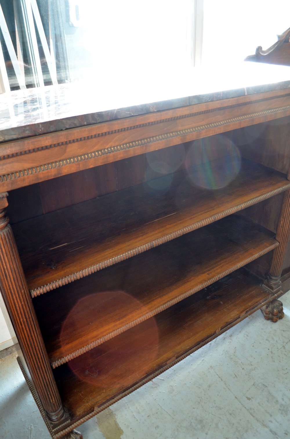 Close pair of early 19th century mahogany bookcases with marble tops on reeded column supports to - Image 9 of 9