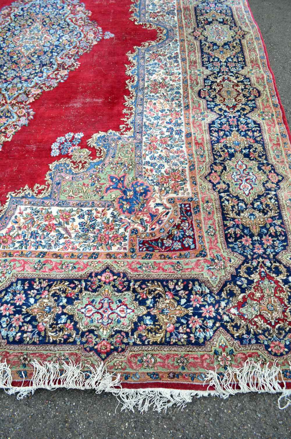 Persian blue ground carpet multiple borders the centre decorated with repeating foliate forms 14` 3" - Image 4 of 7